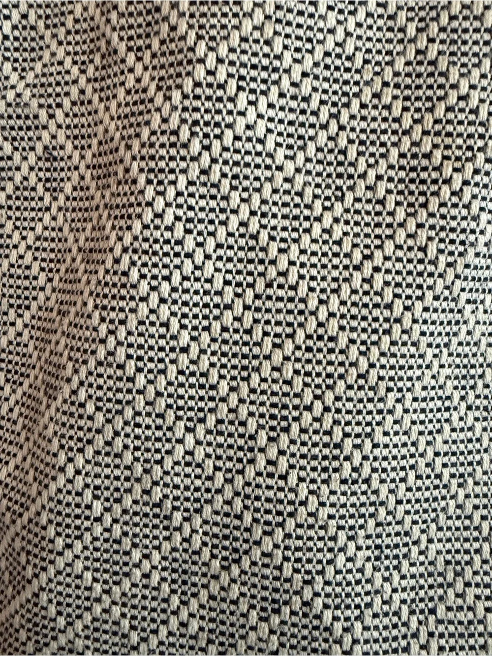 Sonoma Cream and Black Woven Tote with Black Handles